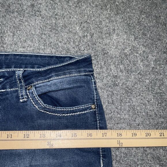 a.n.a. Jeans Womens Size 8 Blue Denim Embroidery Rhinestone Bootcut - Picture 5 of 11